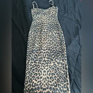 PrettyLittleThing Leopard Print Midi Dress Size 0